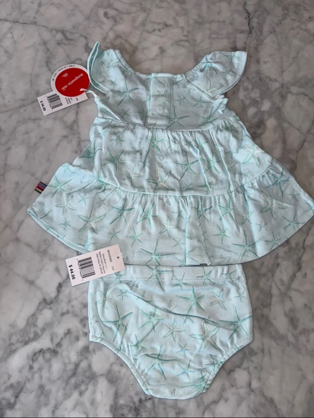 NWT MAGNETIC ME ORGANIC STARFISH DRESS WITH DIAPER COVER 3/6M